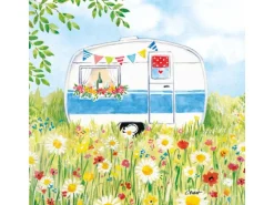 Papierservietten mit Wiese und Campingwagen 16,5 cm x 16,5 cm 20 Stück Bunt FSC®