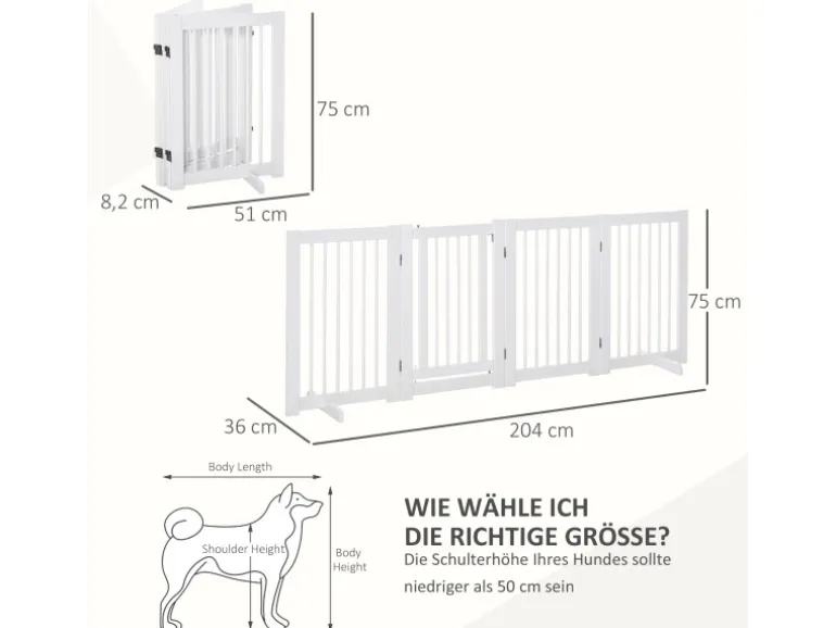 PawHut Absperrgitter mit Tür und 2 Stützfüßen