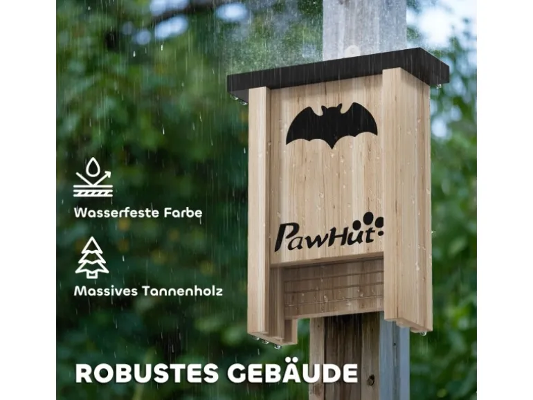 PawHut Fledermauskasten Tannenholz Naturholz 18L x 6B x 22,5H cm