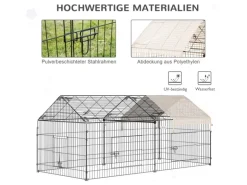PawHut Freigehege Laufgitter mit Abdeckung