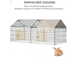 PawHut Freigehege Laufgitter mit Abdeckung