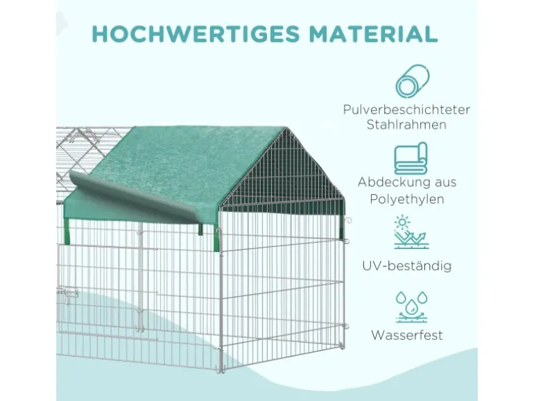 PawHut Freigehege Laufgitter mit Abdeckung 220 x 103 x 103 cm