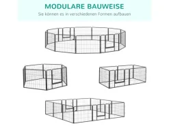 PawHut Freilaufgehege 60 cm Hoch mit Tür 12 Paneelen für Outdoor
