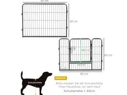 PawHut Freilaufgehege 60 cm Hoch mit Tür 12 Paneelen für Outdoor