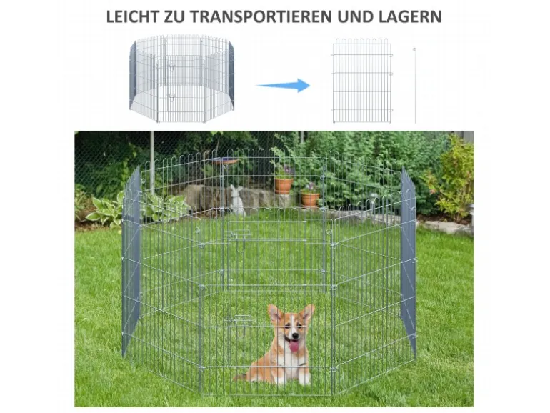 PawHut Freilaufgehege Laufstall Welpengitter für Tiere 8-Teilig