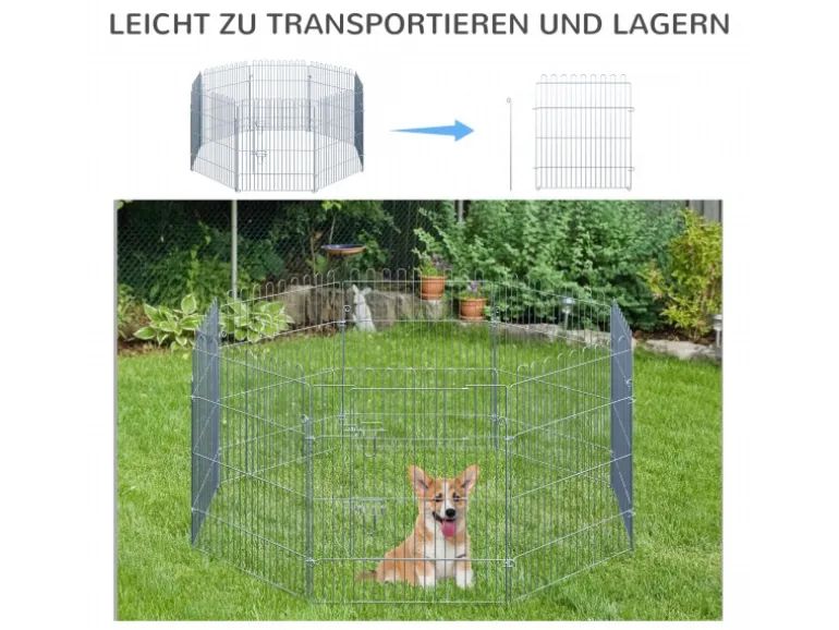 PawHut Freilaufgehege Laufstall für Tiere 8-Teilig