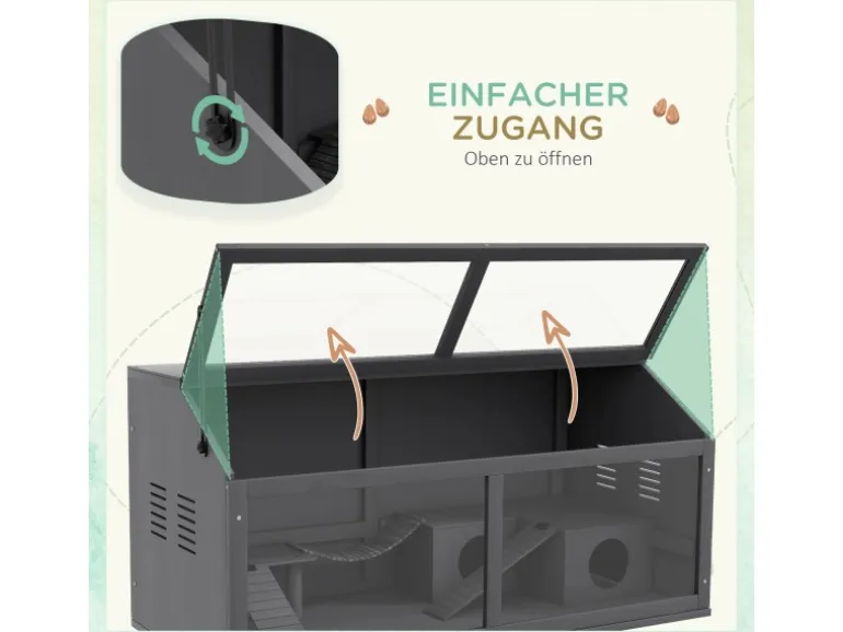 PawHut Hamsterkäfig 100cm mit Hängebrücke Leitern