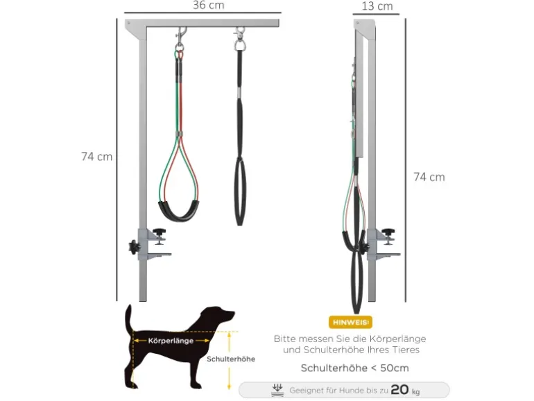 PawHut Haustier Fellpflege mit Klemme Haunch-Halter