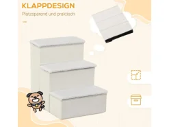 PawHut Haustiertreppe 3 Stufen mit Stauraum