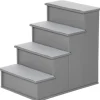PawHut Haustiertreppe MDF Kurzplüsch Grau 40L x 59B x 54,2H cm