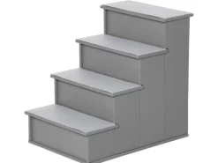 PawHut Haustiertreppe MDF Kurzplüsch Grau 40L x 59B x 54,2H cm
