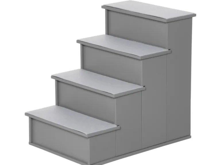 PawHut Haustiertreppe MDF Kurzplüsch Grau 40L x 59B x 54,2H cm