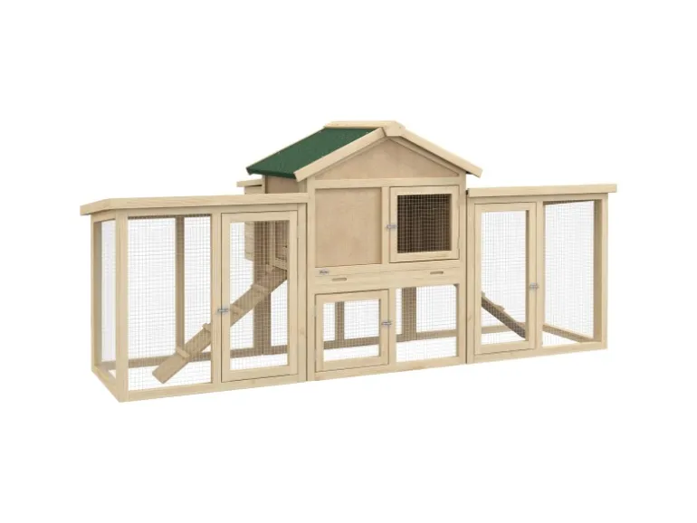 PawHut Hühnerstall 204 x 85 x 93 cm Hühnerhaus mit Freigehege Nistkasten