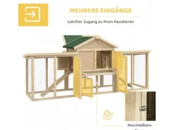 PawHut Hühnerstall 204 x 85 x 93 cm Hühnerhaus mit Freigehege Nistkasten