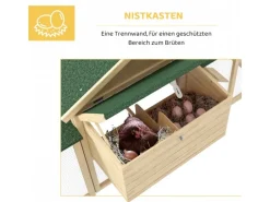 PawHut Hühnerstall 204 x 85 x 93 cm Hühnerhaus mit Freigehege Nistkasten