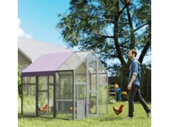 PawHut Hühnerstall Freilaufgehege Freigehege mit Schloss Tannenholz
