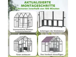 PawHut Hühnerstall Freilaufgehege Freigehege mit Schloss Tannenholz