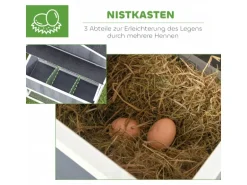 PawHut Hühnerstall mit Tannenholz Nistkasten Freigehege 236,5cm x 91cm x 114cm
