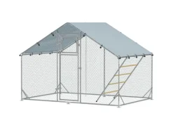 PawHut Hühnerstall Verzinkte Stahlrohre Stahlgitter 300L x 200B x 195H cm