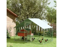PawHut Hühnerstall Verzinkte Stahlrohre Stahlgitter 300L x 200B x 195H cm