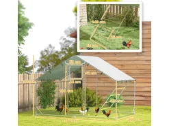 PawHut Hühnerstall Verzinkte Stahlrohre Stahlgitter 300L x 200B x 195H cm