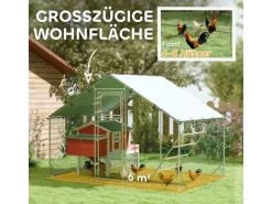 PawHut Hühnerstall Verzinkte Stahlrohre Stahlgitter 300L x 200B x 195H cm
