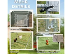 PawHut Hühnerstall Verzinkte Stahlrohre Stahlgitter 300L x 200B x 195H cm