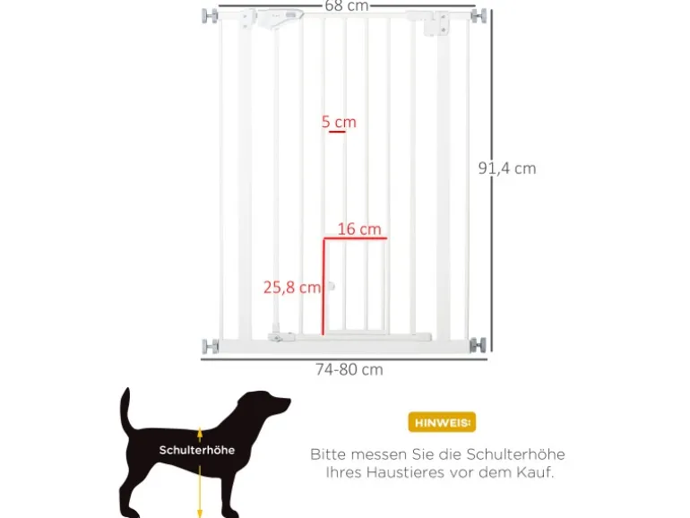 PawHut Hunde Türschutzgitter mit Schließautomatik