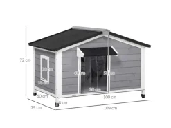 PawHut Hundehütte mit Asphaltdach 109 x 79 x 72 cm