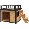PawHut Hundehütte mit Balkon 121 x 77 x 78 cm