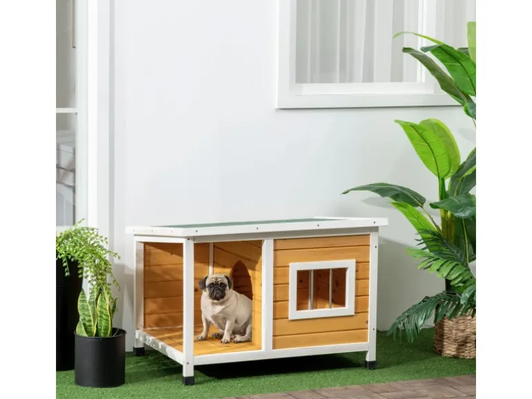 PawHut Hundehütte mit Terrasse