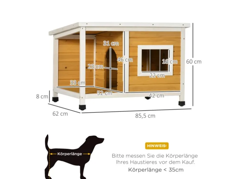 PawHut Hundehütte mit Terrasse