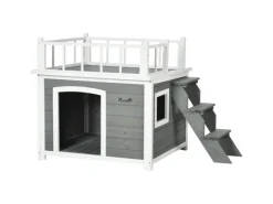 PawHut Hundehütte mit Treppe 121 x 77 x 78 cm