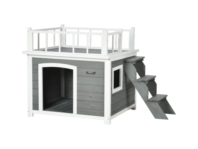 PawHut Hundehütte mit Treppe 121 x 77 x 78 cm