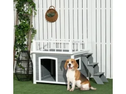 PawHut Hundehütte mit Treppe 121 x 77 x 78 cm