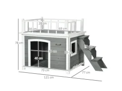 PawHut Hundehütte mit Treppe 121 x 77 x 78 cm