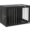 PawHut Hundekäfig Hundehütte Stahl MDF Schwarz 80L x 50B x 56,5H cm