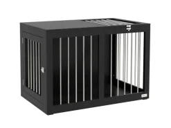 PawHut Hundekäfig Hundehütte Stahl MDF Schwarz 80L x 50B x 56,5H cm