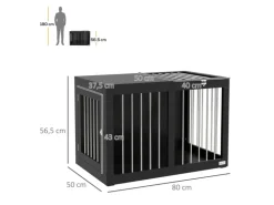PawHut Hundekäfig Hundehütte Stahl MDF Schwarz 80L x 50B x 56,5H cm