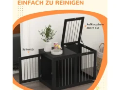 PawHut Hundekäfig Hundehütte Stahl MDF Schwarz 80L x 50B x 56,5H cm