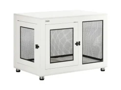 PawHut Hundekäfig Indoor mit Kissen 2 Türen Weiß 94 x 60 x 71,5 cm