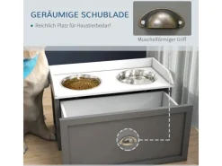 PawHut Hundenapf 2 x 2L Futternapf Erhöht mit Schublade