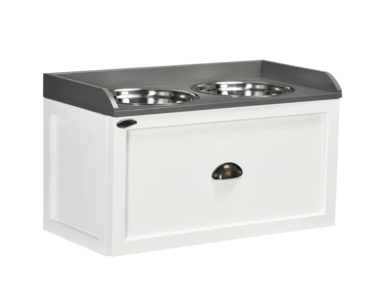 PawHut Hundenapf 2 x 2L mit Schublade Edelstahlnapf