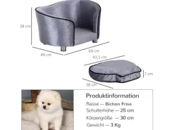 PawHut Hundesofa mit Kissen 69 x 49 x 38 cm