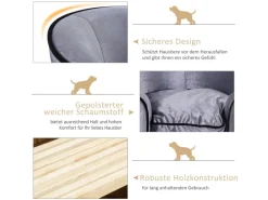 PawHut Hundesofa mit Kissen 69 x 49 x 38 cm