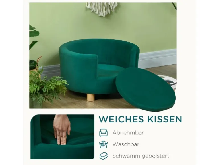 PawHut Hundesofa mit Rückenlehne und Holzbeine bis 4,5 kg