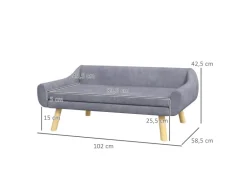 PawHut Hundesofa mit Rückenlehne Holzbeine und Kissen