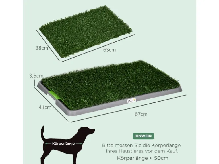 PawHut Hundetoilette mit 2 Grasmatten für Töpfchentraining Welpen