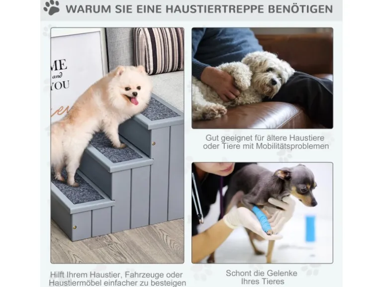 PawHut Hundetreppe 3 Stufen Einstiegshilfe