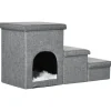 PawHut Hundetreppe 3 Stufige mit Höhle Stauraum Kissen